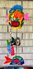 Hanging Folk Art Coconut Fish Hand Carved Mexico Home Tropical Wind Chime #8