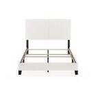Furinno Bed Frame Full Size Upholstered Leather Elegant Design Wood Frame White