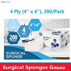 Non Woven Gauze Sponges 4 x 4 - Non-Sterile- 4-ply - 200/Pk  Sponges Absorbent