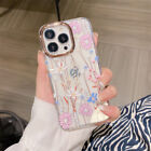 For iPhone 15 Pro Max 13 14 11 12 Clear Plating Painted Flower Slim Phone Cover