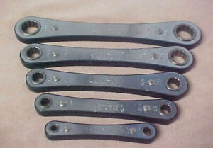 Vintage Craftsman 5 Pc Ratcheting Wrench Double Box End Set 12Pt.SAE Crown USA