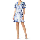 TANYA TAYLOR Women's Rhett Blue White Tie Dye Ruffle Trim Mini Dress Size 4