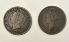 New Listing1859 + 1886 CANADA ONE 1 CENT VICTORIA LARGE PENNY COINS [2]