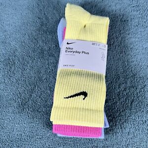 Nike Everyday Plus 3 Pairs SX6888 960 men yellow/blue/pink socks 8-12 Brand New