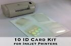 ID Card Kit for Inkjet - Makes 10 PVC-Like ID Cards - Includes Everything Needed