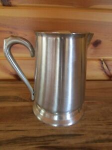 Vintage Vollrath Stainless Steel Water Pitcher Ice Guard Thumb Handle 46016 GUC!