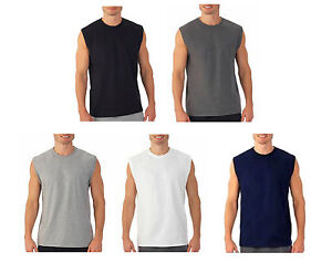Mens Sleeveless Muscle Tee Cotton Solid Blank Tank T Shirt Hot Summer Gym Top