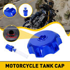 Motorcycle Aluminum Gas Fuel Tank Cap Cover  With Breather Valve Blue Universal (For: Triumph Thruxton RS)