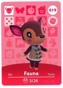 Fauna 019 - Amiibo Card - Animal Crossing Series 1 - Authentic Nintendo 3/26 NM