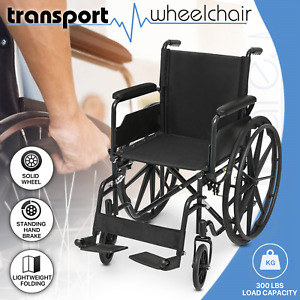 [FDA APPROVED]Foldable Manual Wheelchair w/Flip Back Armrest Swing Away Footrest