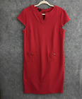 Talbots Dress Women's 10 Red Shift Ponte Knit Cap Sleeves Pockets Stretch