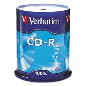 Verbatim 94554 CD-R 700 MB/80 min Recordable Disc - Silver (100/PK) New