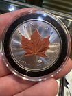 2021 Canadian Maple Leaf Colorized 1 oz Silver Coin BU In Air-tite Capsule