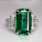 Wedding Ring Emerald 6.80 Carat Green Emerald Diamond 14k White Gold Lab Created