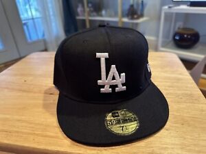New ListingBlack And White LA Dodgers Patched New Era Fitted Size 7 1/4 Brand New Nice