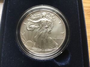 2018 W American Silver Eagle Dollar Coin With OGP & COA Burnished