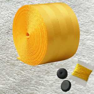 Car Seat Belt Webbing Polyester Safety Retractable For Motor Yellow Durable 3.6M