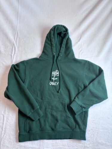 Obey Worldwide Green Pullover Long Sleeve Hoodie Men's Small