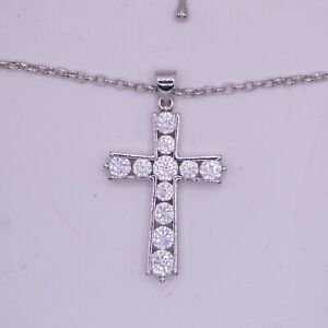 Montana Silversmiths Crystal Cross Necklace Signed 18 Inch Chain