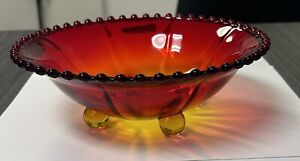 Imperial Glass Co. Ohio. Antique Candlewick Red/Amberina  Footed Bowl #400/74B