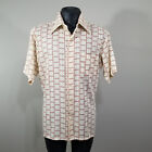 Vintage Mens Short Sleeve Rockabilly Shirt Size L Button Down VTG Atomic Dagger