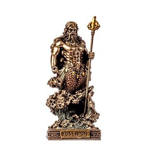 Poseidon Greek God of the Sea Miniature Cold Cast Bronze Statue Figurine 3.54