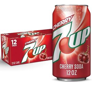 Pack of 12 7UP Cherry Flavored Soda Soft Drinks Bottled Beverages 12 fl Oz Cans