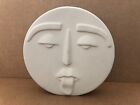 Vintage MCM Abstract Face Round Vase Pottery Ceramic Bisque UNGLAZED tongue NEAT
