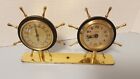 Vintage Florn Thermometer-Clock Ship Wheels Desktop Decor Made In West Germany