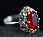 Turkish Handmade Sterling Silver 925 Ruby Ring Ladies 6 7 8 9 10