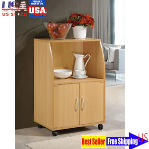 Kitchen Rolling Microwave Oven Stand Cart Toaster Storage Cabinet Shelf Cupboard