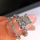 2pcs 925 Silver Filled Women Wedding Ring Set Cubic Zircon Jewelry Gift Sz 6-10