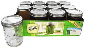 Glass Mason Jars with Lids & Bands, Wide Mouth, Clear, 16 oz, 12 Count