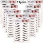 Eyebrow Tattoos 4D Hair-Like Waterproof Stickers 11 Pairs Black Makeup Temporary