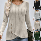 US Womens Long Sleeve T Shirt Blouse Ladies Autumn Plain Pullover Tops Plus Size