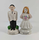 Vintage Before & After Wedding Bride Groom Marriage Salt and Pepper Shakers