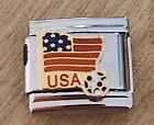 USA American Flag Soccer Italian Charm 9mm Bracelet Link stainless steel