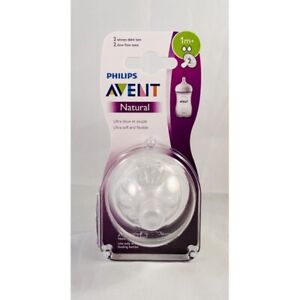 Avent Teats Natural 2 Teats Slow Flow 1 Month + Purple Packaging
