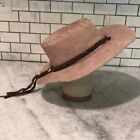 Outback Aussie Leather Hat Handmade Mens Tan Suede Braid 21 Inch Circumference