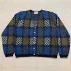 Vintage 60s Chapter House Wool Mohair Plaid Pattern Cardigan Sweater M Boxy