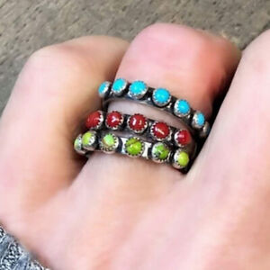 Fashion 925 Silver Rings Women Turquoise Wedding Jewelry Ring Gift Size 6-10