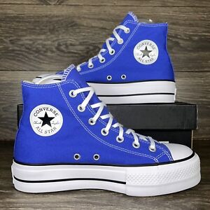 Converse Womens Chuck Taylor All Star Lift Blue Platform Sneakers Shoes Trainers