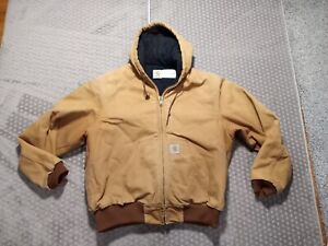 Vintage Carhartt J04 Brown Duck Canvas Distress Insulated Jacket USA Union Made