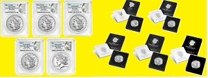 2021 Morgan PEACE Silver Dollar 5 COINS SET PCGS MS 70 FIRST STRIKE mint box coa
