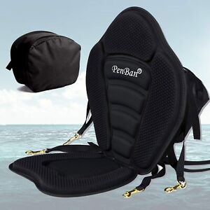 New ListingPenBan - Adjustable Padded Kayak Seat & Backrest w/ Detachable Bag - Solid Black