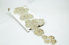 Perial Co Rhinestone Trim White Gold Patterned Floral Crystal Sold by Yard