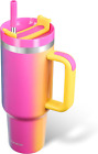40 oz Tumbler with Handle, Rainbow Paint Insluated Tumbler with Lid and Straw...