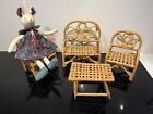 Dolls House Wicker Chair Set 4 Piece Arm Chairs Coffee Table & Settee Maileg
