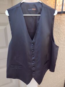 Jonathan Wachtel mens black silk vest, XL, 6 buttons, 2 pockets, VGC!