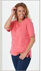 ~ NEW QUACKER FACTORY  ELBOW SLEEVE TOP  CORAL LARGE L